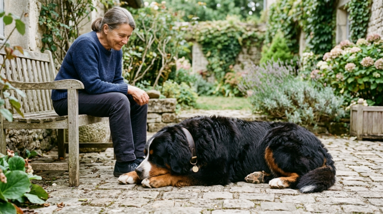 Grand chien observé pour des signes de dilatation de l’estomac